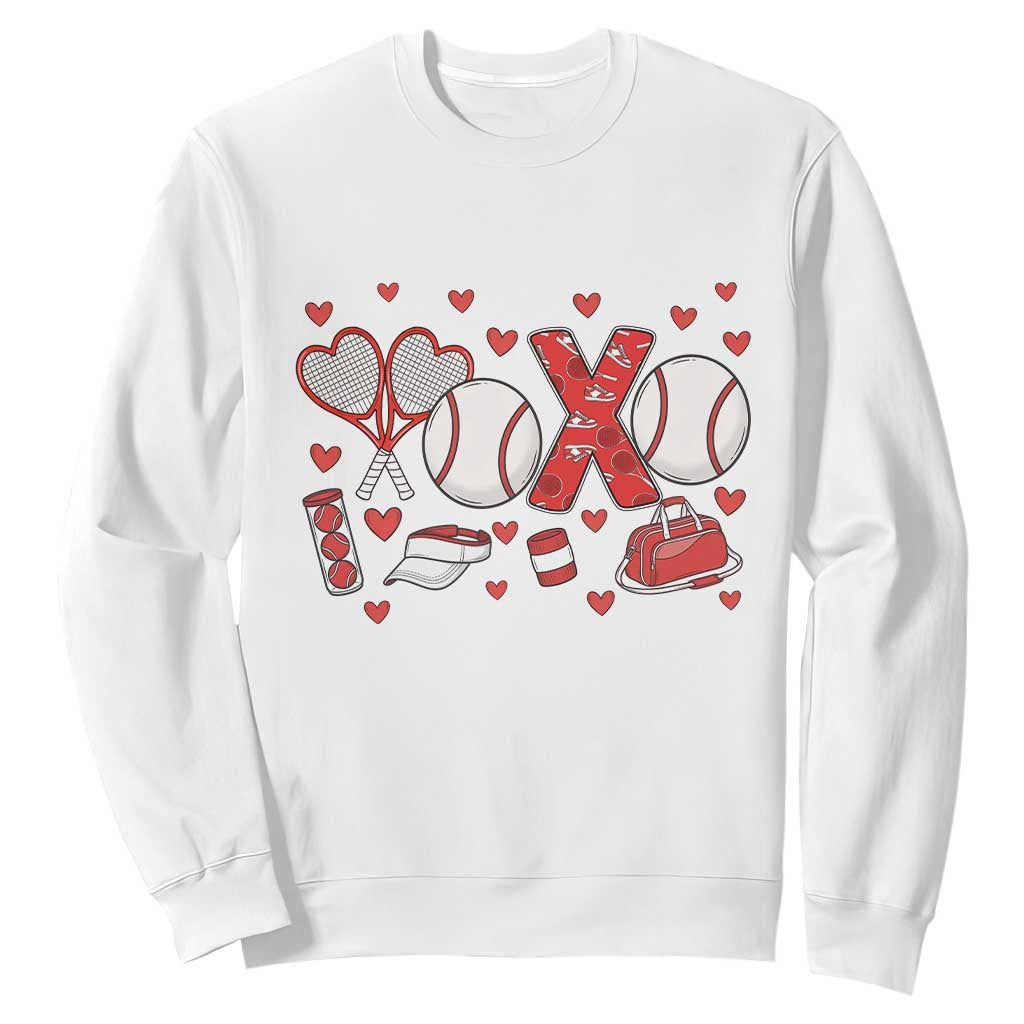 Cute XOXO Tennis Player Sweatshirt Valentines Tennis Gift TS12 White Print Your Wear