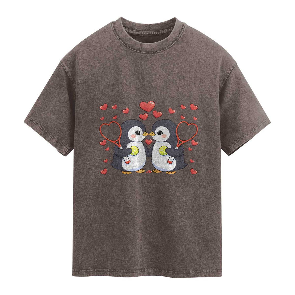 Cute XOXO Tennis Player Washed Cotton T-Shirt Valentines Day Gift