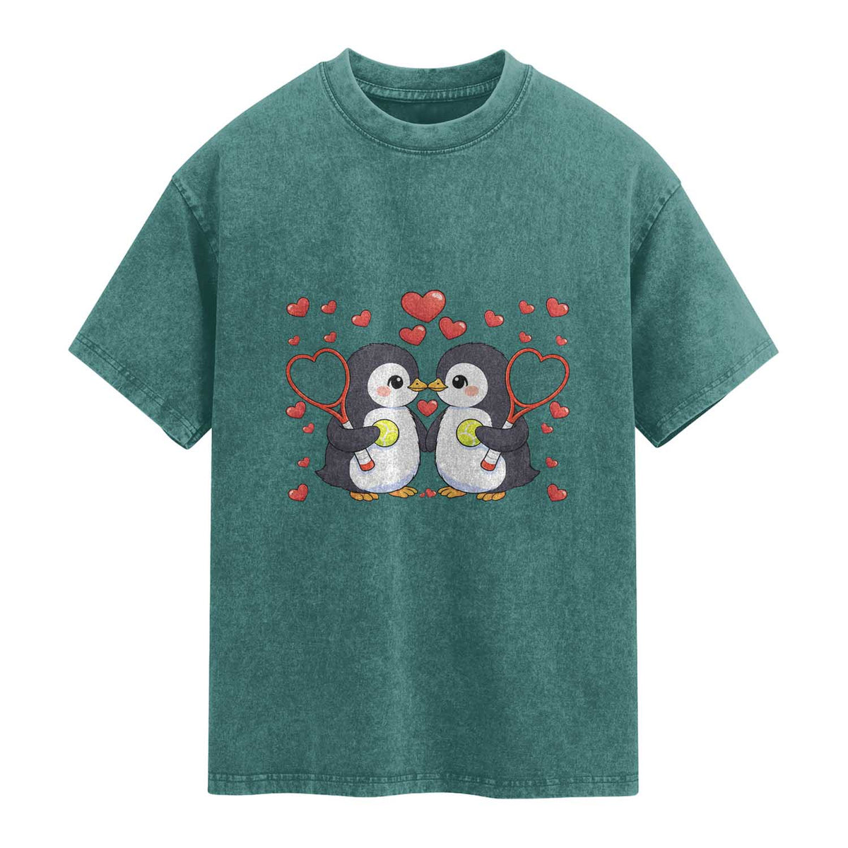 Cute XOXO Tennis Player Washed Cotton T-Shirt Valentines Day Gift