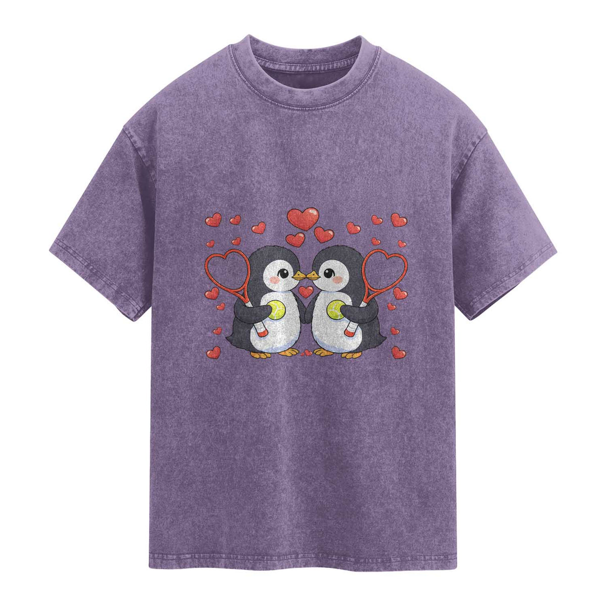Cute XOXO Tennis Player Washed Cotton T-Shirt Valentines Day Gift