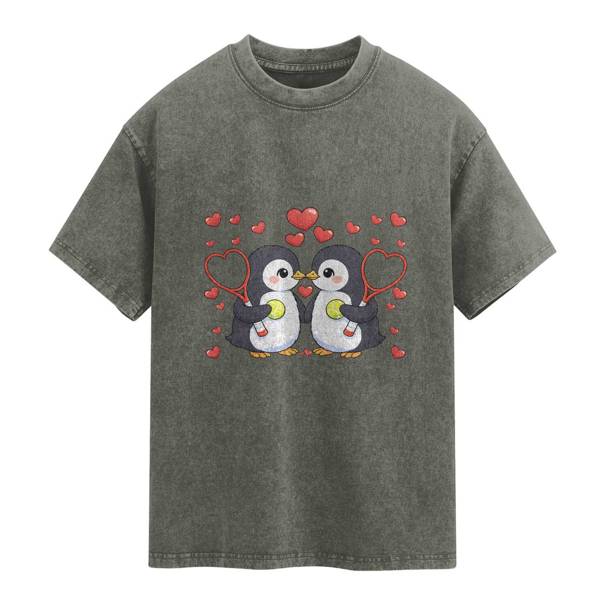Cute XOXO Tennis Player Washed Cotton T-Shirt Valentines Day Gift