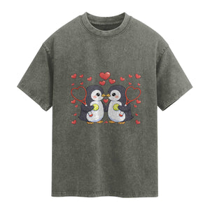 Cute XOXO Tennis Player Washed Cotton T-Shirt Valentines Day Gift