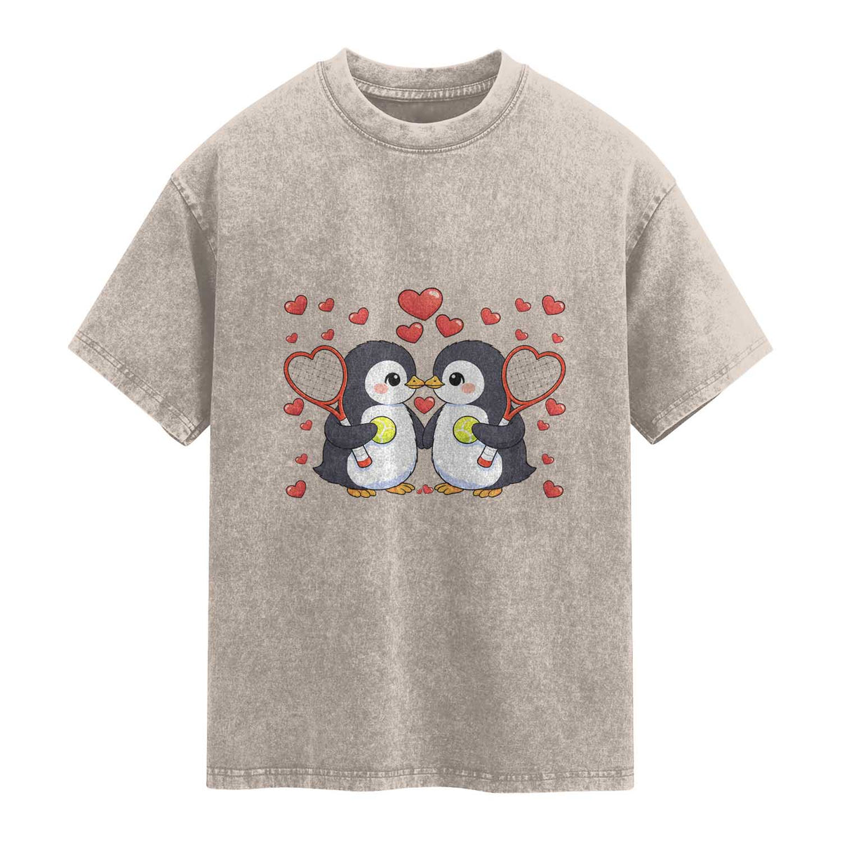 Cute XOXO Tennis Player Washed Cotton T-Shirt Valentines Day Gift