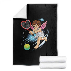 Funny Cupid Tennis Player Throw Blanket Valentines Day Gift TS12 Black Print Your Wear