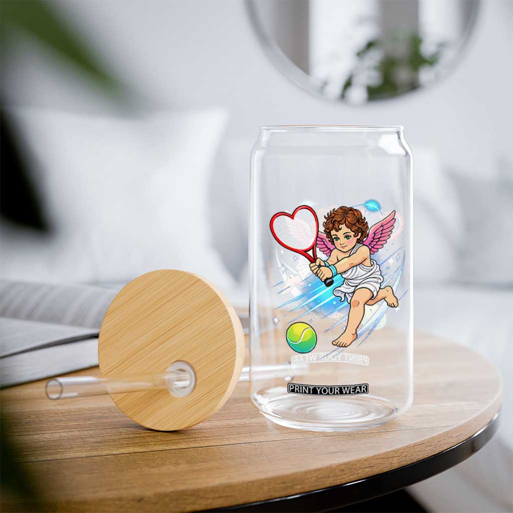 Funny Cupid Tennis Player Glass Can Valentines Day Gift TS12 Print Your Wear