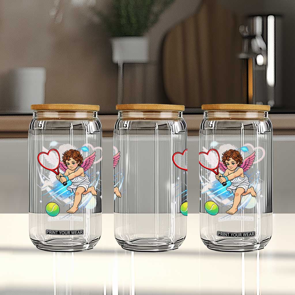 Funny Cupid Tennis Player Glass Can Valentines Day Gift TS12 Print Your Wear