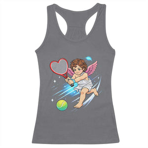 Funny Cupid Tennis Player Racerback Tank Top Valentines Day Gift TS12 Charcoal Print Your Wear