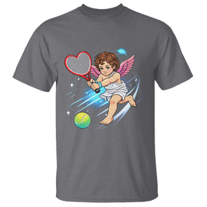 Funny Cupid Tennis Player T Shirt Valentines Day Gift TS12 Charcoal Print Your Wear