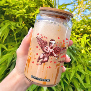 Cute Cupid Tennis Angel Glass Can Valentines Day Gift TS12 Black Print Your Wear