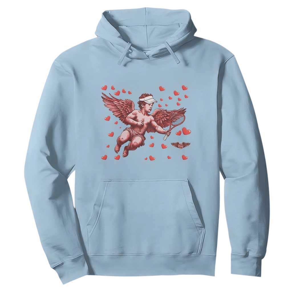 Cute Cupid Tennis Angel Hoodie Valentines Day Gift TS12 Light Blue Print Your Wear
