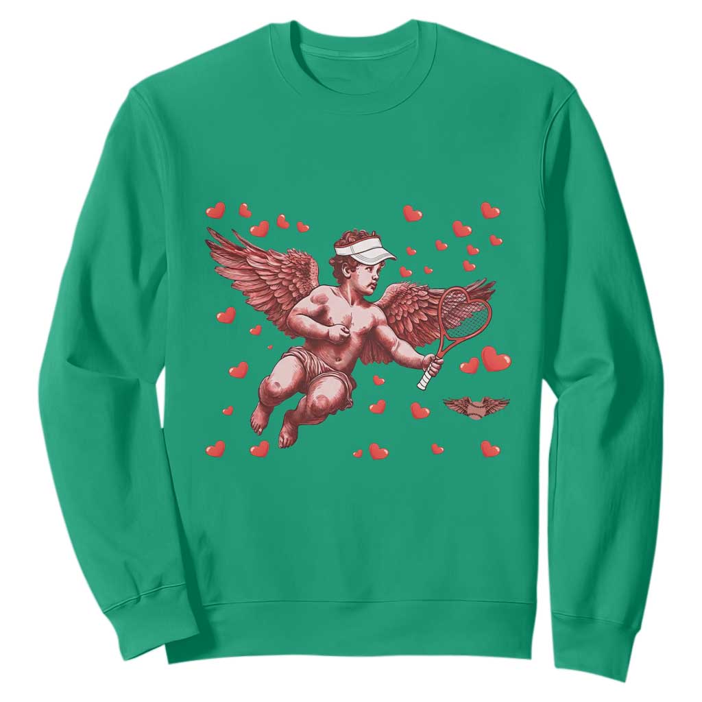 Cute Cupid Tennis Angel Sweatshirt Valentines Day Gift TS12 Irish Green Print Your Wear