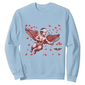 Cute Cupid Tennis Angel Sweatshirt Valentines Day Gift TS12 Light Blue Print Your Wear