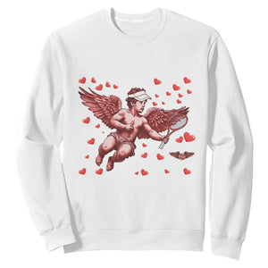 Cute Cupid Tennis Angel Sweatshirt Valentines Day Gift TS12 White Print Your Wear