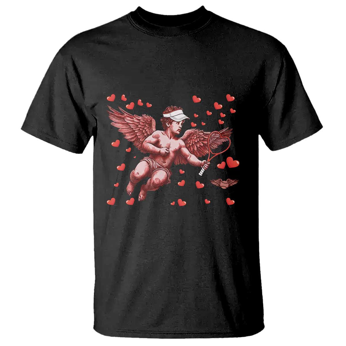 Cute Cupid Tennis Angel T Shirt Valentines Day Gift TS12 Black Print Your Wear