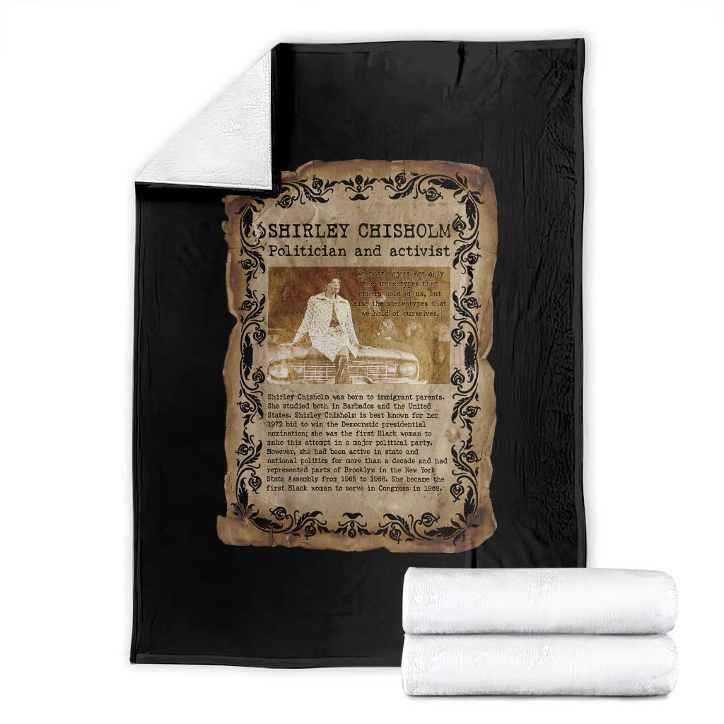 Vintage Newspaper Shirley Chisholm Throw Blanket Black History Month Gift TS12 Black Print Your Wear