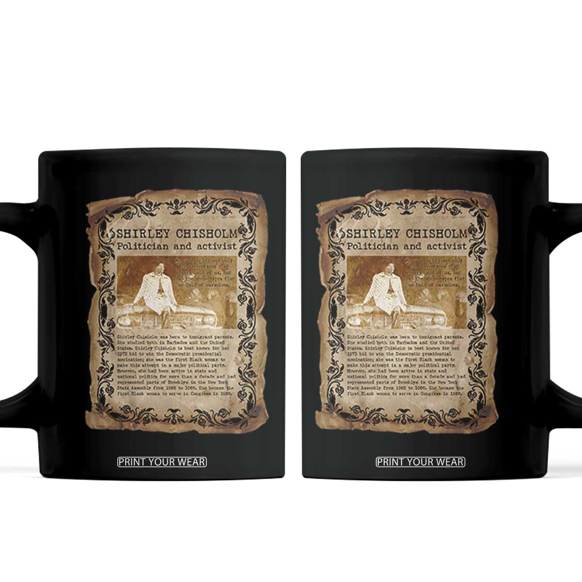 Vintage Newspaper Shirley Chisholm Coffee Mug Black History Month Gift TS12 Black Print Your Wear