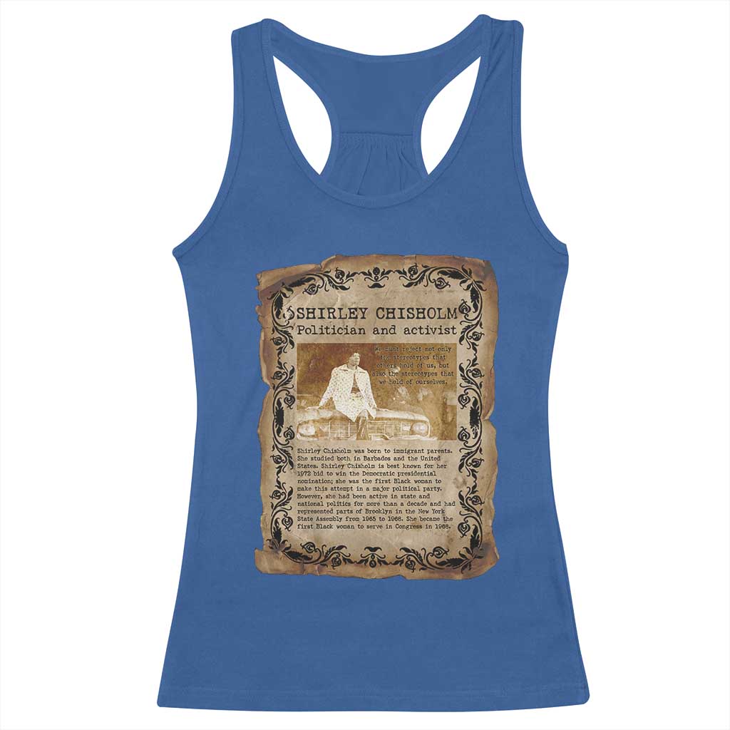 Vintage Newspaper Shirley Chisholm Racerback Tank Top Black History Month Gift TS12 Royal Blue Print Your Wear