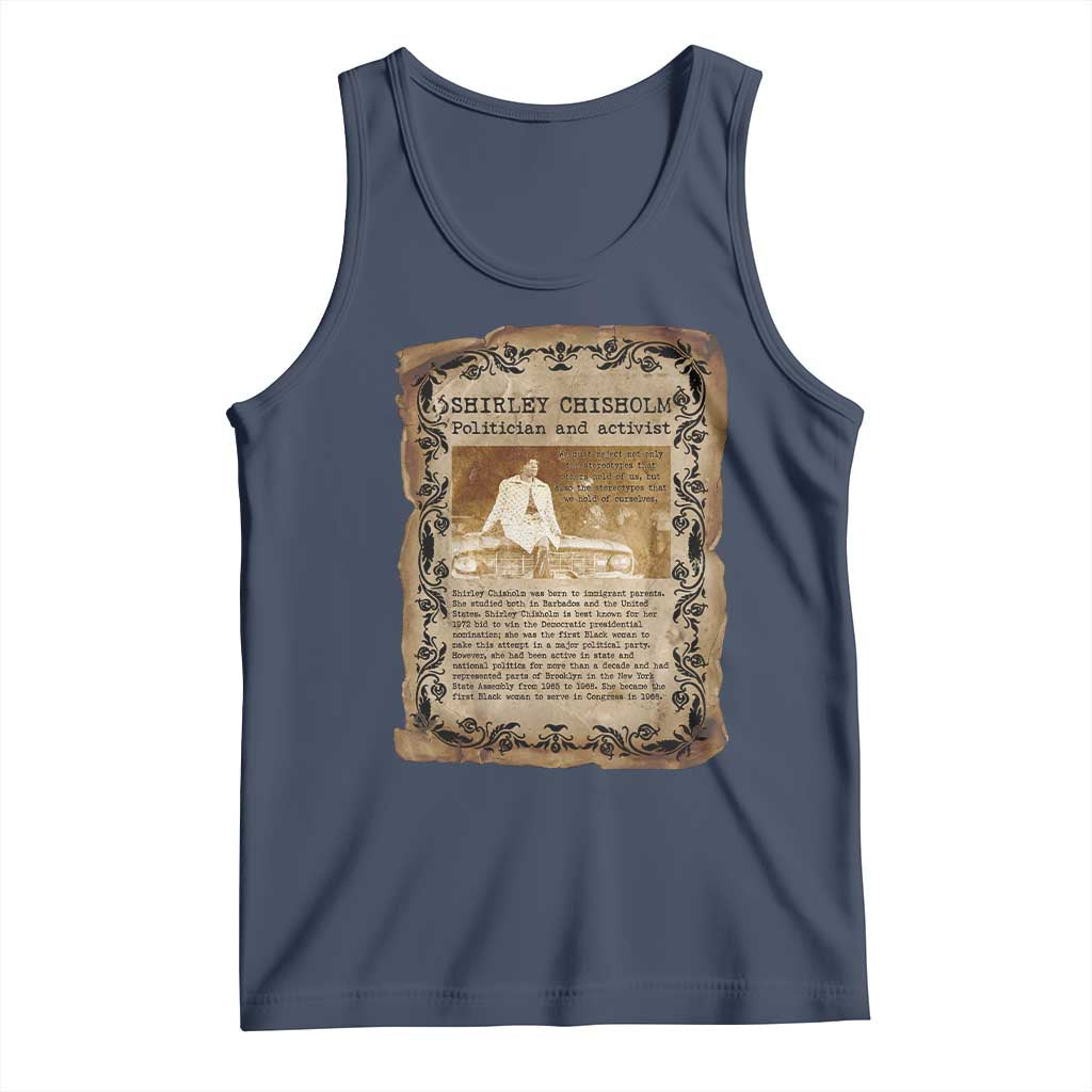 Vintage Newspaper Shirley Chisholm Tank Top Black History Month Gift TS12 Navy Print Your Wear