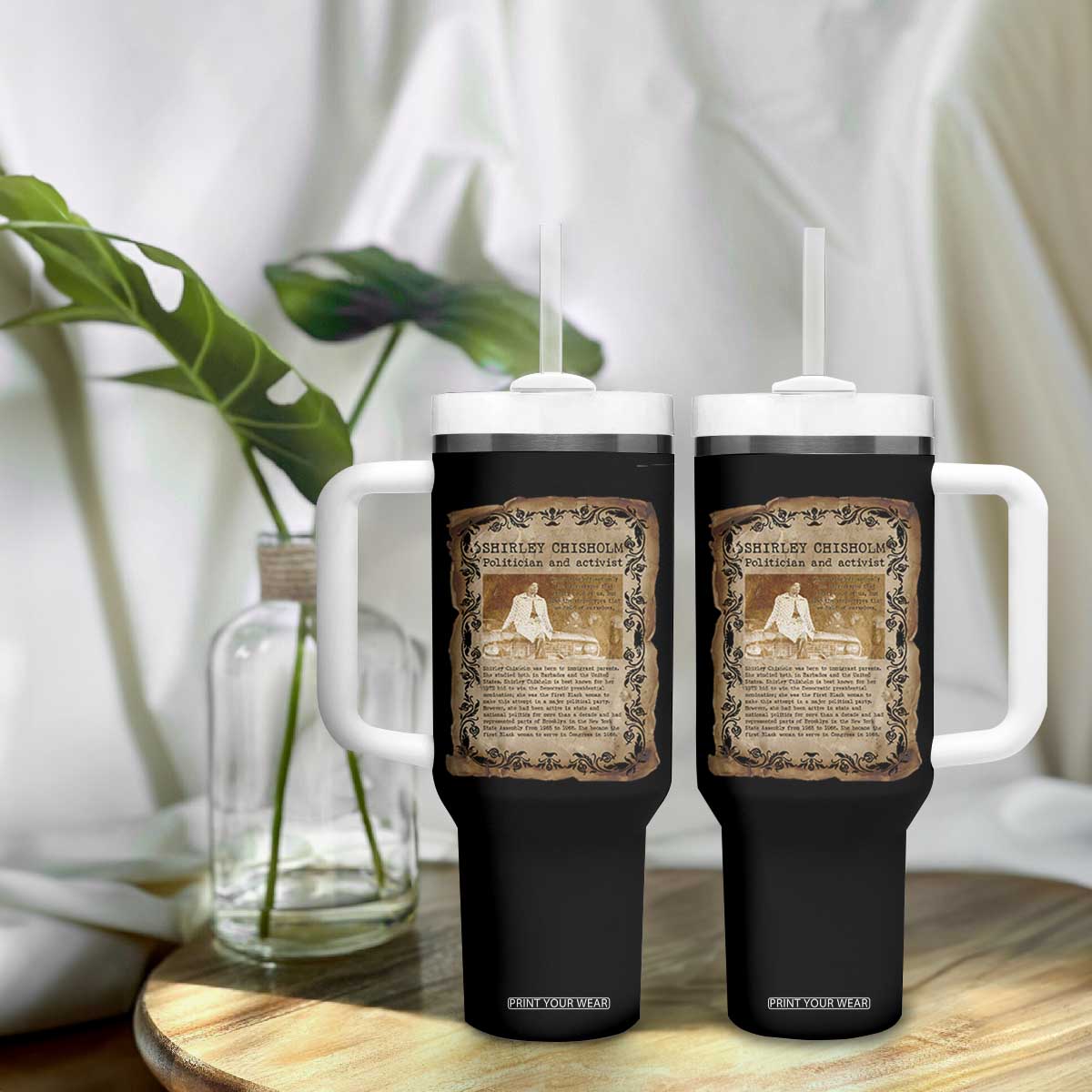 Vintage Newspaper Shirley Chisholm Tumbler With Handle Black History Month Gift TS12 Print Your Wear