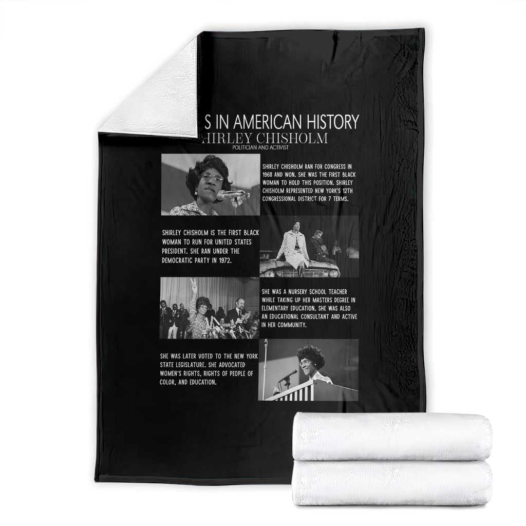 Shirley Chisholm Throw Blanket Black Woman Leadership Icon TS12 Black Print Your Wear