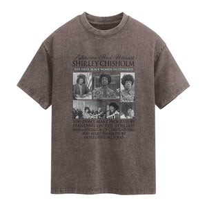 Shirley Chisholm Washed Cotton T-Shirt You Make Progress By Implementing Ideas Quote