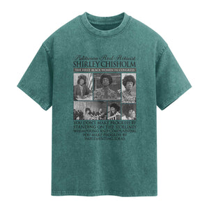 Shirley Chisholm Washed Cotton T-Shirt You Make Progress By Implementing Ideas Quote