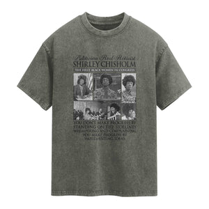 Shirley Chisholm Washed Cotton T-Shirt You Make Progress By Implementing Ideas Quote