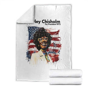 Shirley Chisholm For President 1972 With American Flag Throw Blanket TS12 White Print Your Wear