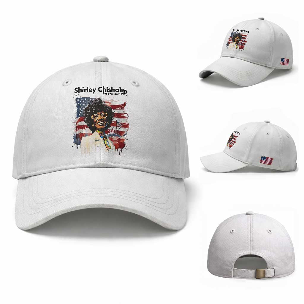 Shirley Chisholm For President 1972 With American Flag Baseball Cap TS12 Baseball Cap Universal Fit White Print Your Wear
