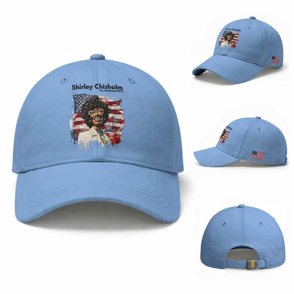 Shirley Chisholm For President 1972 With American Flag Baseball Cap TS12 Baseball Cap Universal Fit Light Blue Print Your Wear