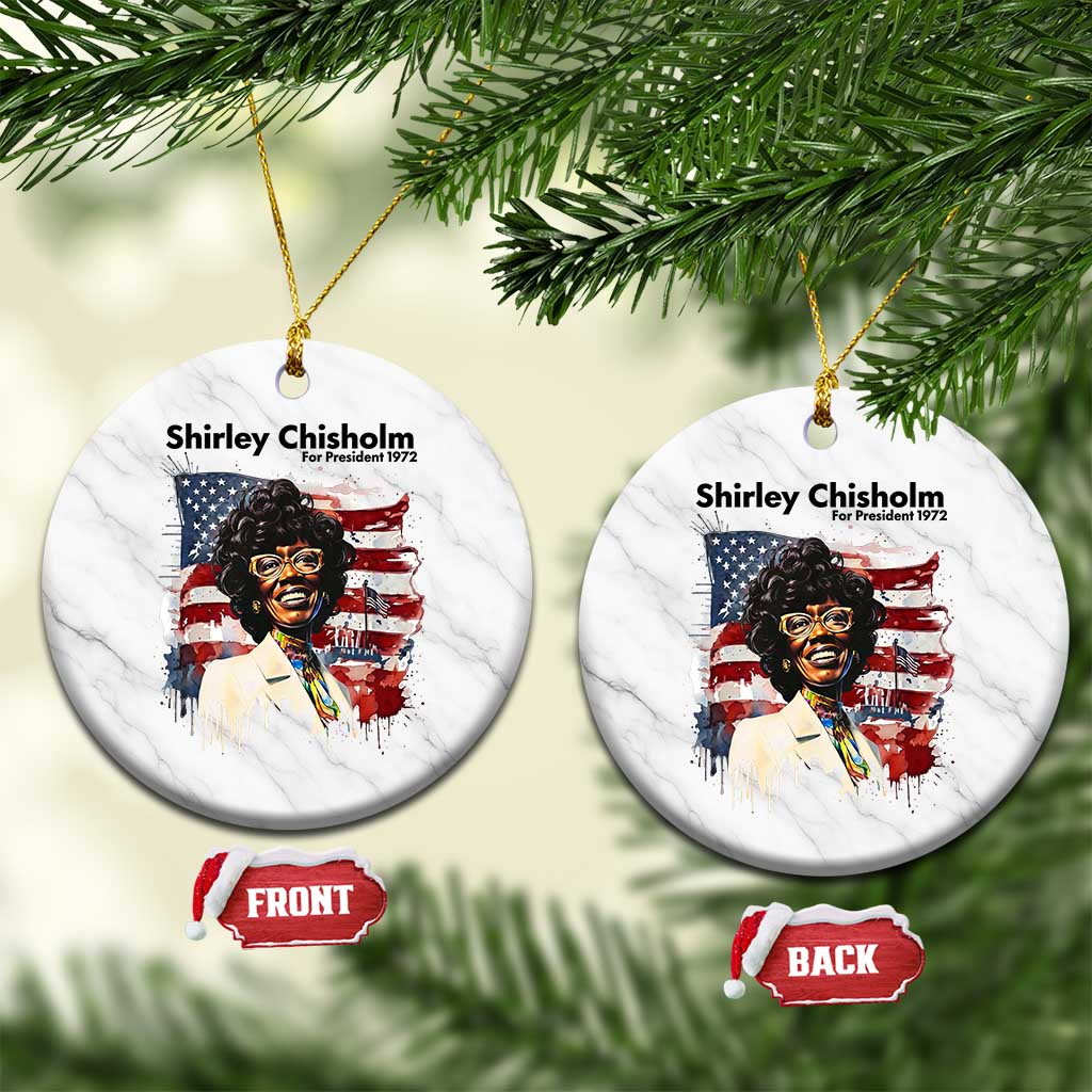 Shirley Chisholm For President 1972 With American Flag Ceramic Ornament TS12 1pc White Marble Print Your Wear