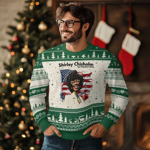 Shirley Chisholm For President 1972 With American Flag Ugly Christmas Sweater TS12 Beige Green Print Your Wear