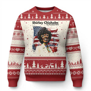 Shirley Chisholm For President 1972 With American Flag Ugly Christmas Sweater TS12 Beige Red Print Your Wear