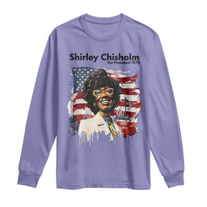 Shirley Chisholm For President 1972 With American Flag Long Sleeve Shirt TS12 Violet Print Your Wear