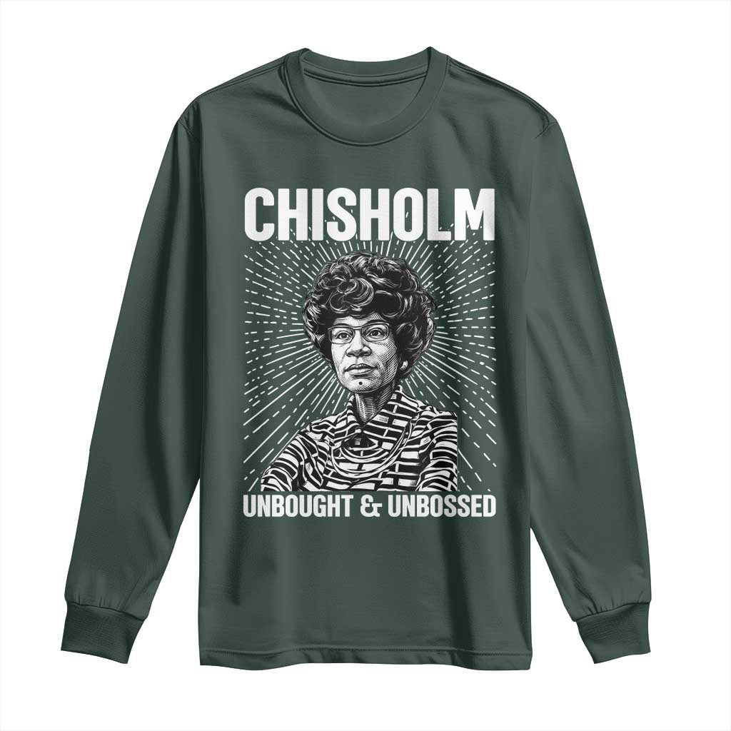 Shirley Chisholm Unbought And Unbossed Feminist Long Sleeve Shirt TS12 Dark Forest Green Print Your Wear