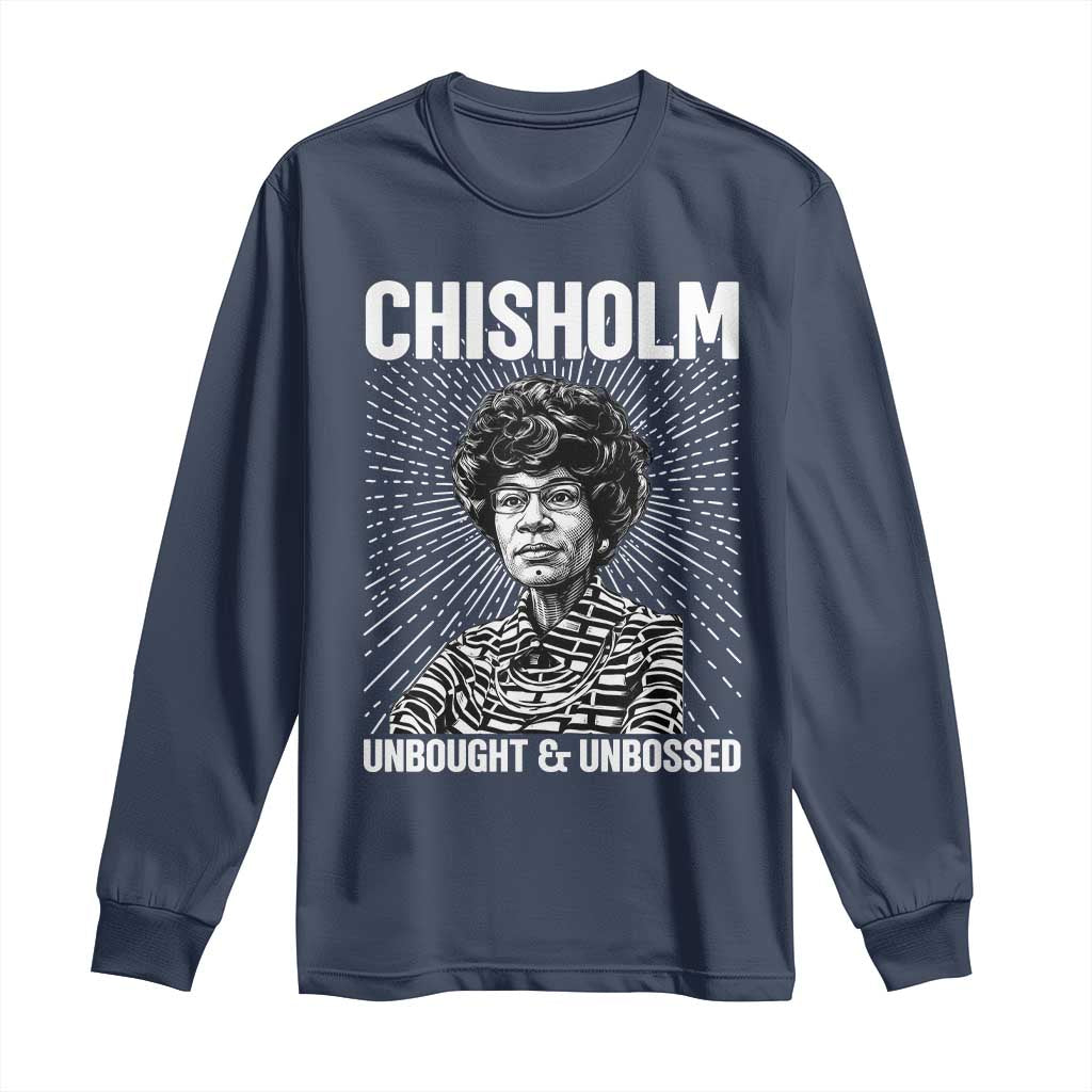 Shirley Chisholm Unbought And Unbossed Feminist Long Sleeve Shirt TS12 Navy Print Your Wear