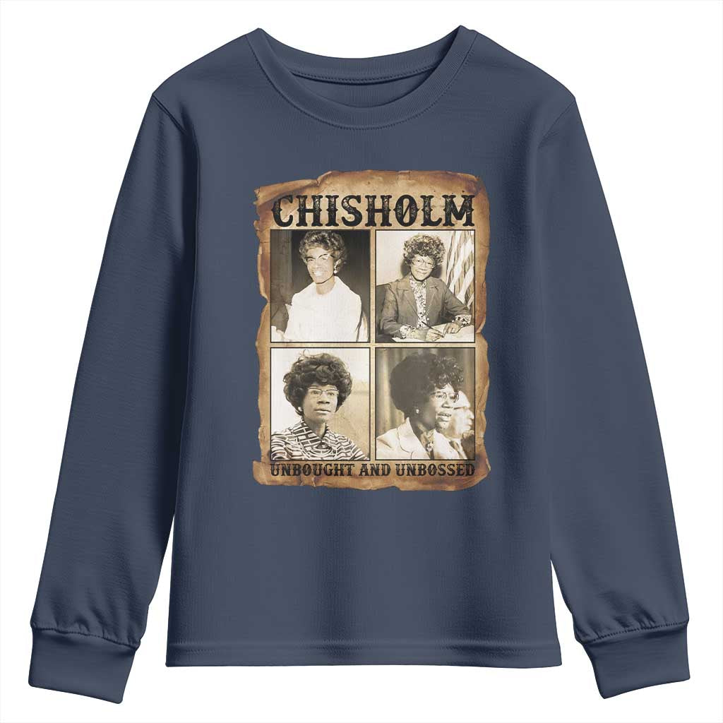 Vintage Shirley Chisholm Unbought And Unbossed Youth Sweatshirt Womens History Month TS12 Navy Print Your Wear