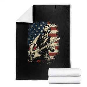 Vintage Abraham Lincoln Playing Electric Guitar Throw Blanket Patriotic Rocker Gift TS12 Black Print Your Wear