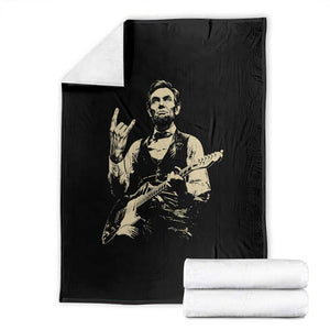 Rock And Roll Abraham Lincoln Playing Guitar Throw Blanket Vintage Patriotic Music Gift TS12 Black Print Your Wear