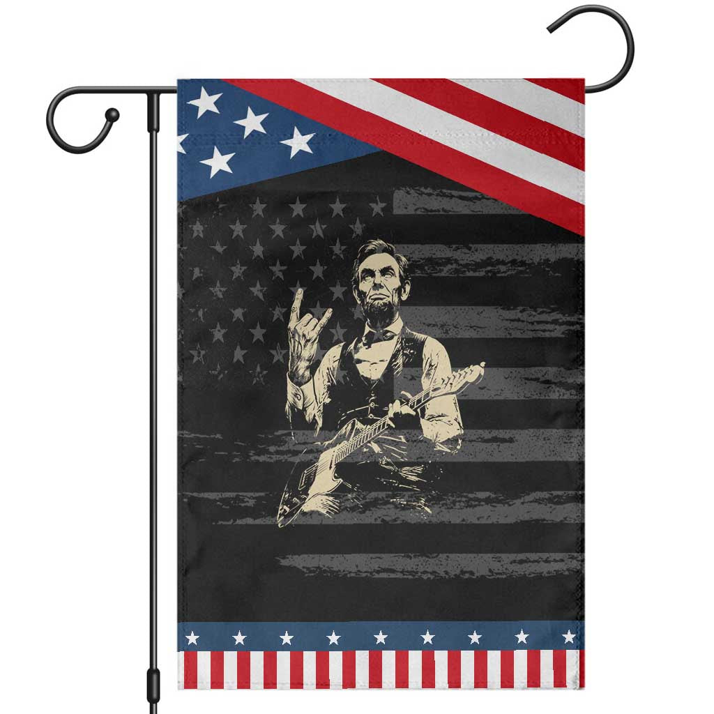 Rock And Roll Abraham Lincoln Playing Guitar Garden Flag Vintage Patriotic Music Gift TS12 Distressed Black Blue Print Your Wear