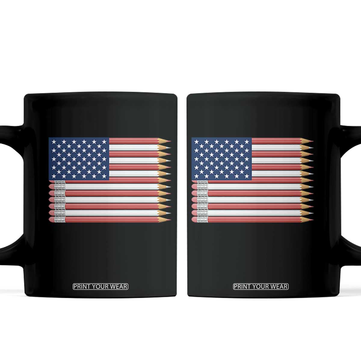 Pencil Stripes USA Flag Coffee Mug Proud American Teacher Graduation Gift TS12 Black Print Your Wear