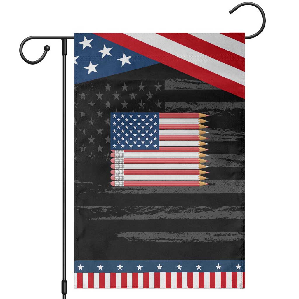 Pencil Stripes USA Flag Patriotic Garden Flag Proud American Teacher Graduation Gift TS12 Distressed Black Blue Print Your Wear
