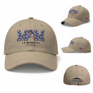 Patriotic Mothers Day Gift Baseball Cap USA 250 Years Celebration TS12 Baseball Cap Universal Fit Khaki Print Your Wear