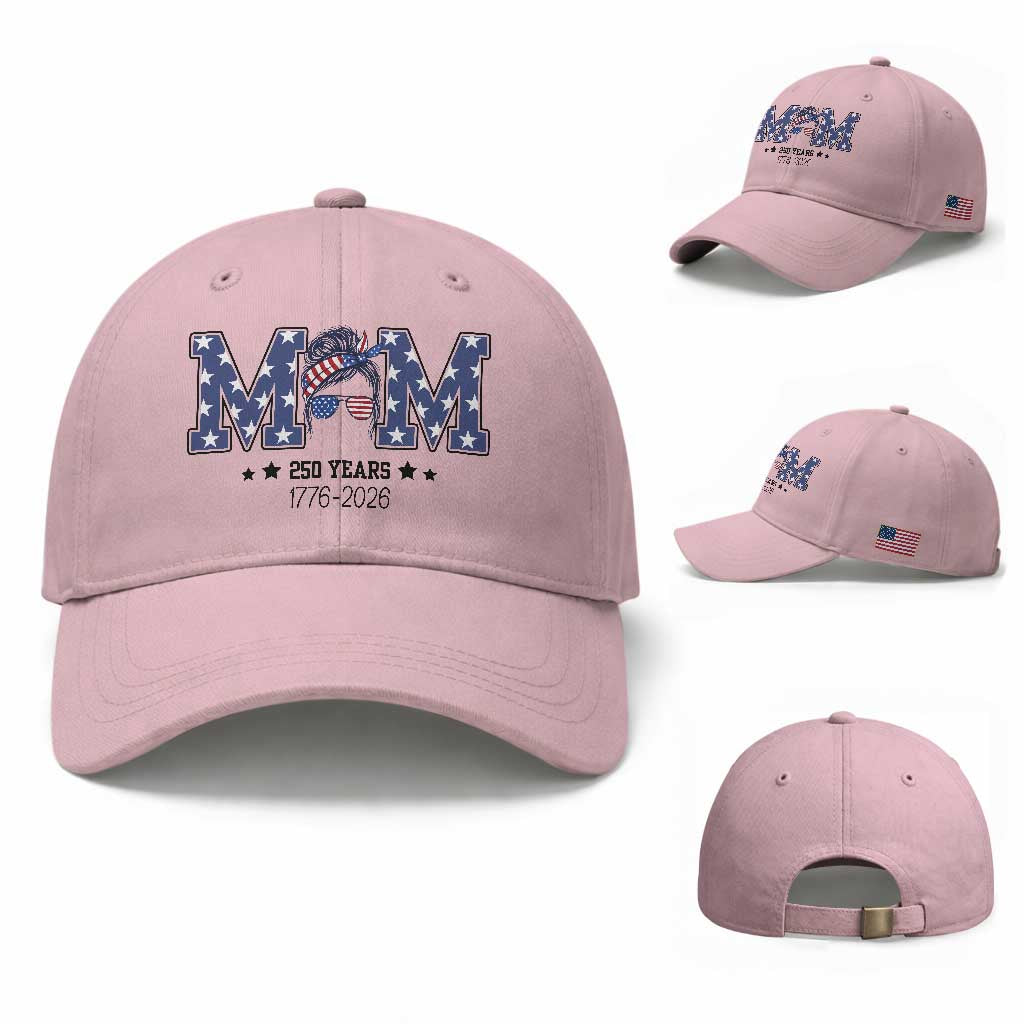 Patriotic Mothers Day Gift Baseball Cap USA 250 Years Celebration TS12 Baseball Cap Universal Fit Light Pink Print Your Wear