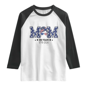 Patriotic Mothers Day Gift Raglan Shirt USA 250 Years Celebration TS12 White Black Print Your Wear