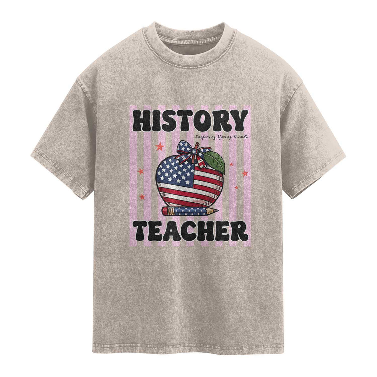 Inspiring Young Minds Teacher Washed Cotton T-Shirt 250th Anniversary Educator Gift