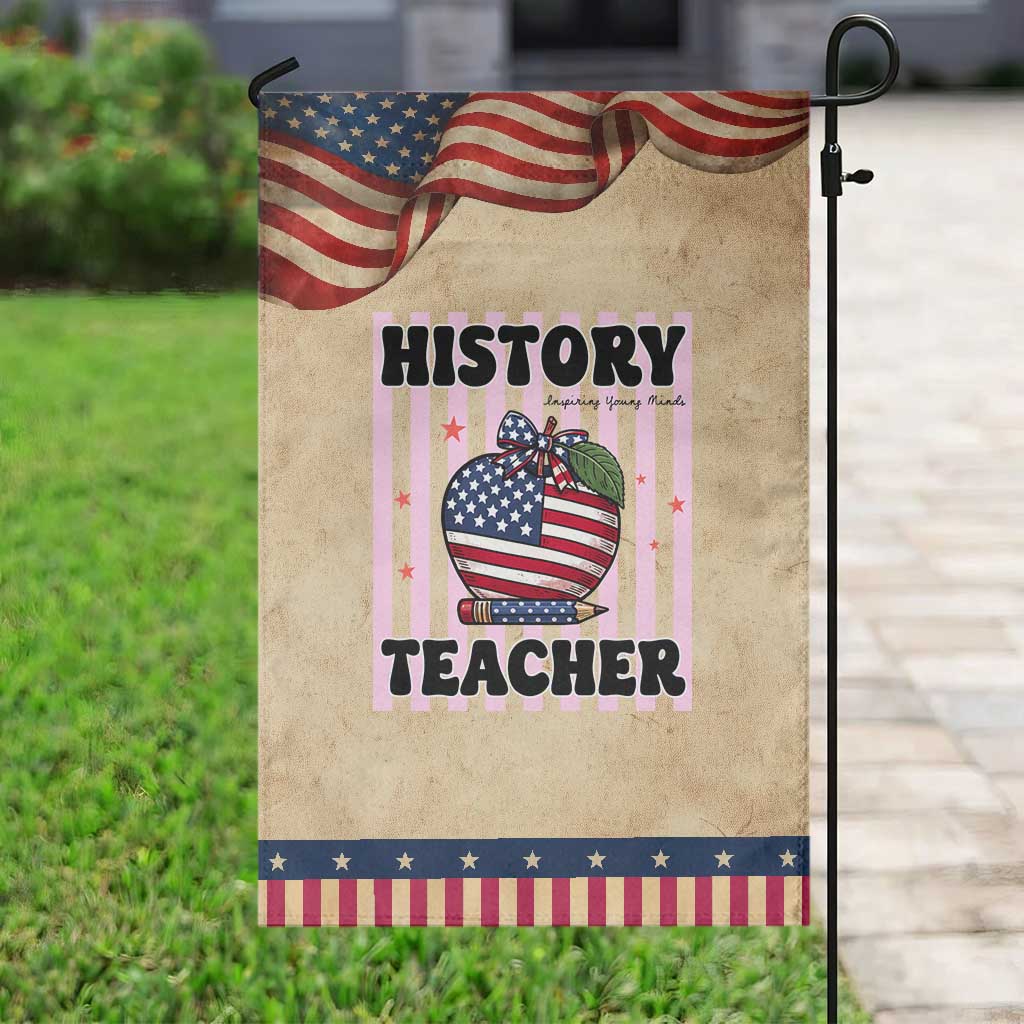 Inspiring Young Minds Teacher Patriotic Garden Flag 250th Anniversary Educator Gift TS12 Vintage Rustic Tan Navy Print Your Wear