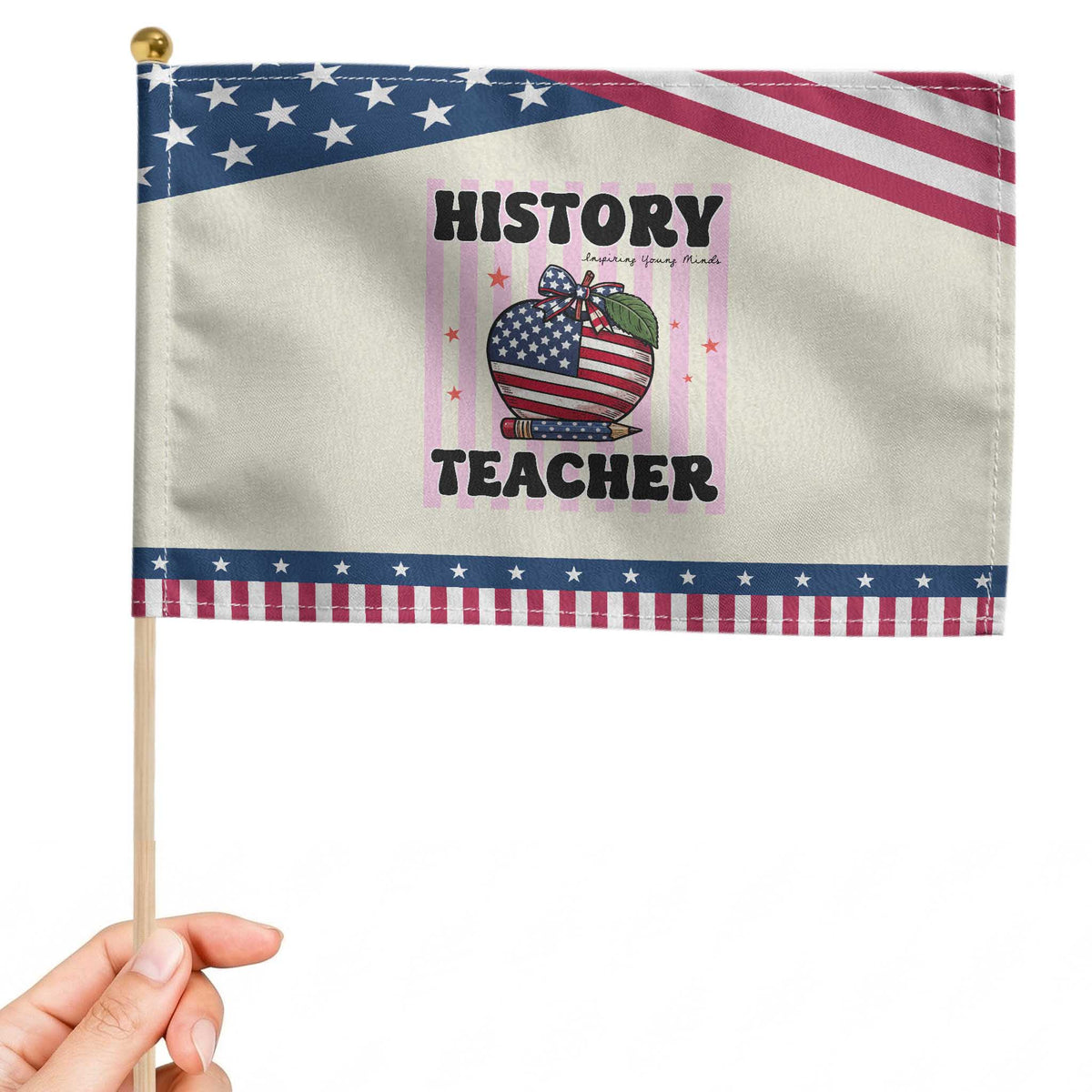 Inspiring Young Minds Teacher Patriotic Handheld Flag 250th Anniversary Educator Gift TS12 Modern 8.2