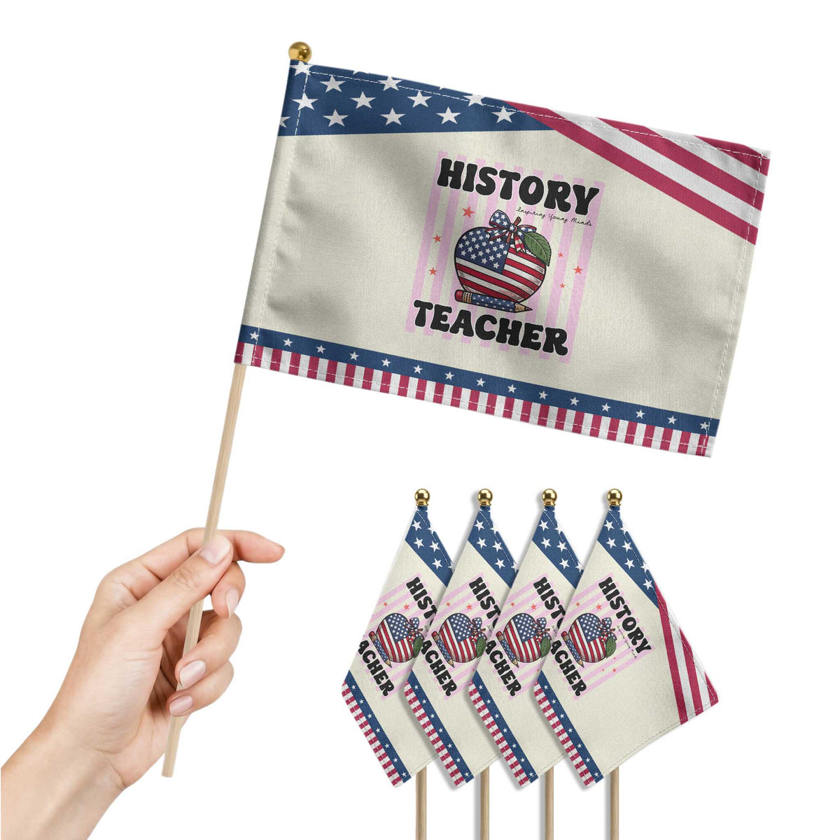 Inspiring Young Minds Teacher Patriotic Handheld Flag 250th Anniversary Educator Gift TS12 Print Your Wear