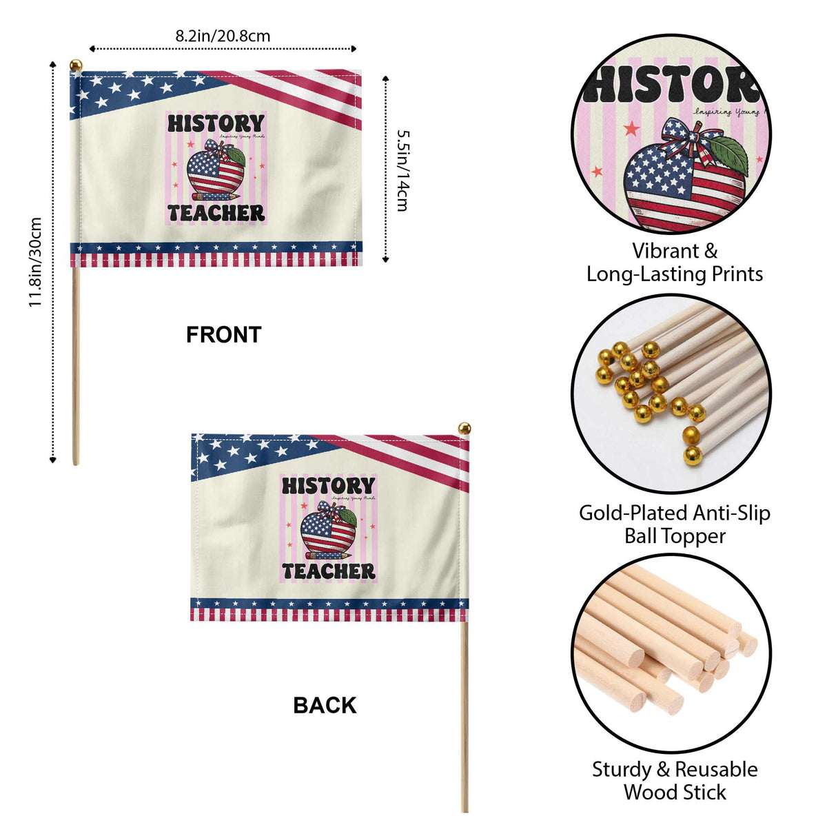 Inspiring Young Minds Teacher Patriotic Handheld Flag 250th Anniversary Educator Gift TS12 Print Your Wear